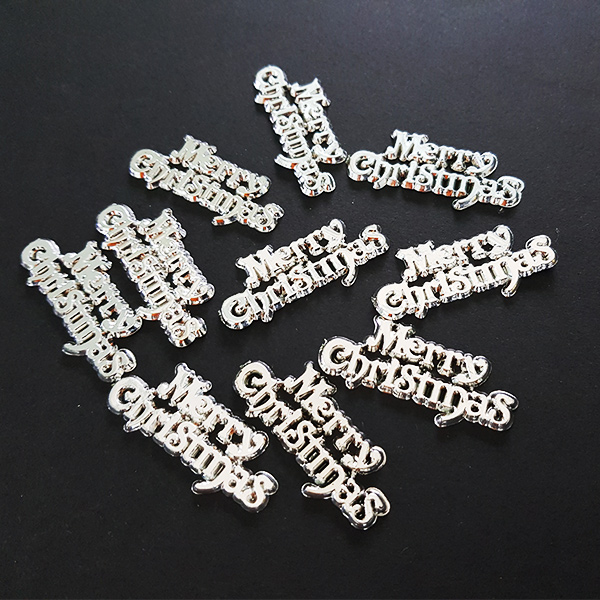 크리스마스글자 로고 장식 (소) 은색 10개입