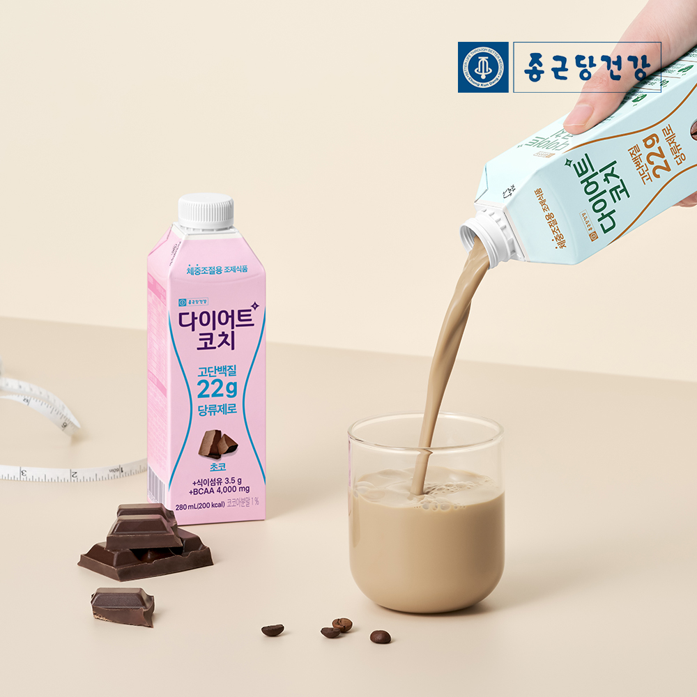 다이어트코치 종근당 초코맛 체중조절 당류제로 단백질음료 280ml 36팩 - 상세 이미지 3