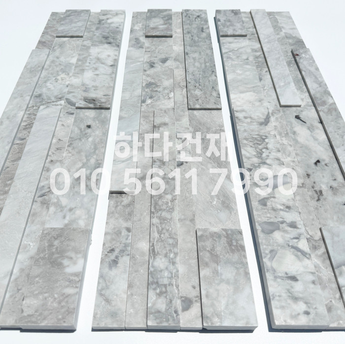 크리스탈 패널타일 600x150x15T 마블그레이 / 하다건재 천연석타일