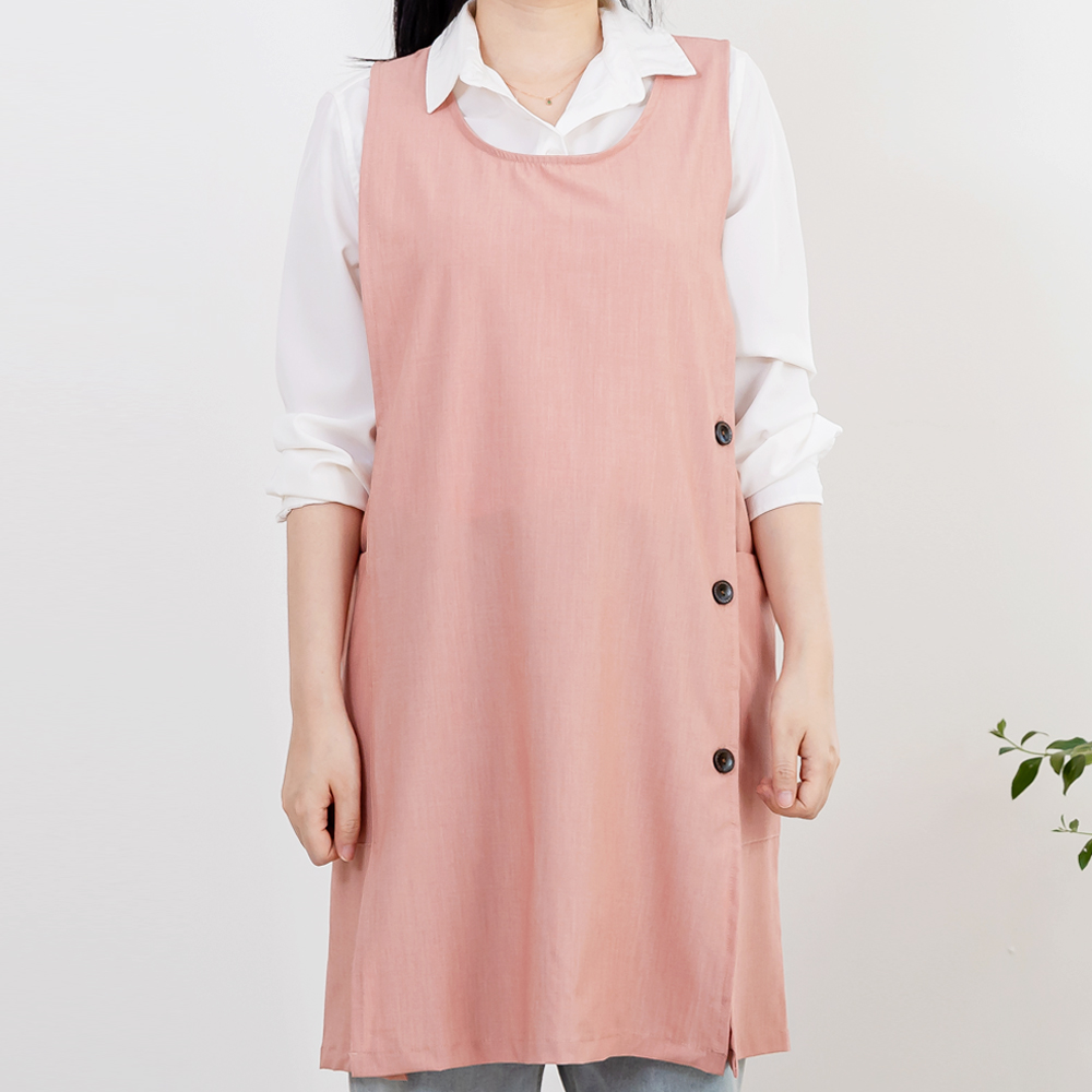 데코에버 시그니처 스판 원피스앞치마 옆주머니형 롱 어린이집교사 앞치마 빅사이즈