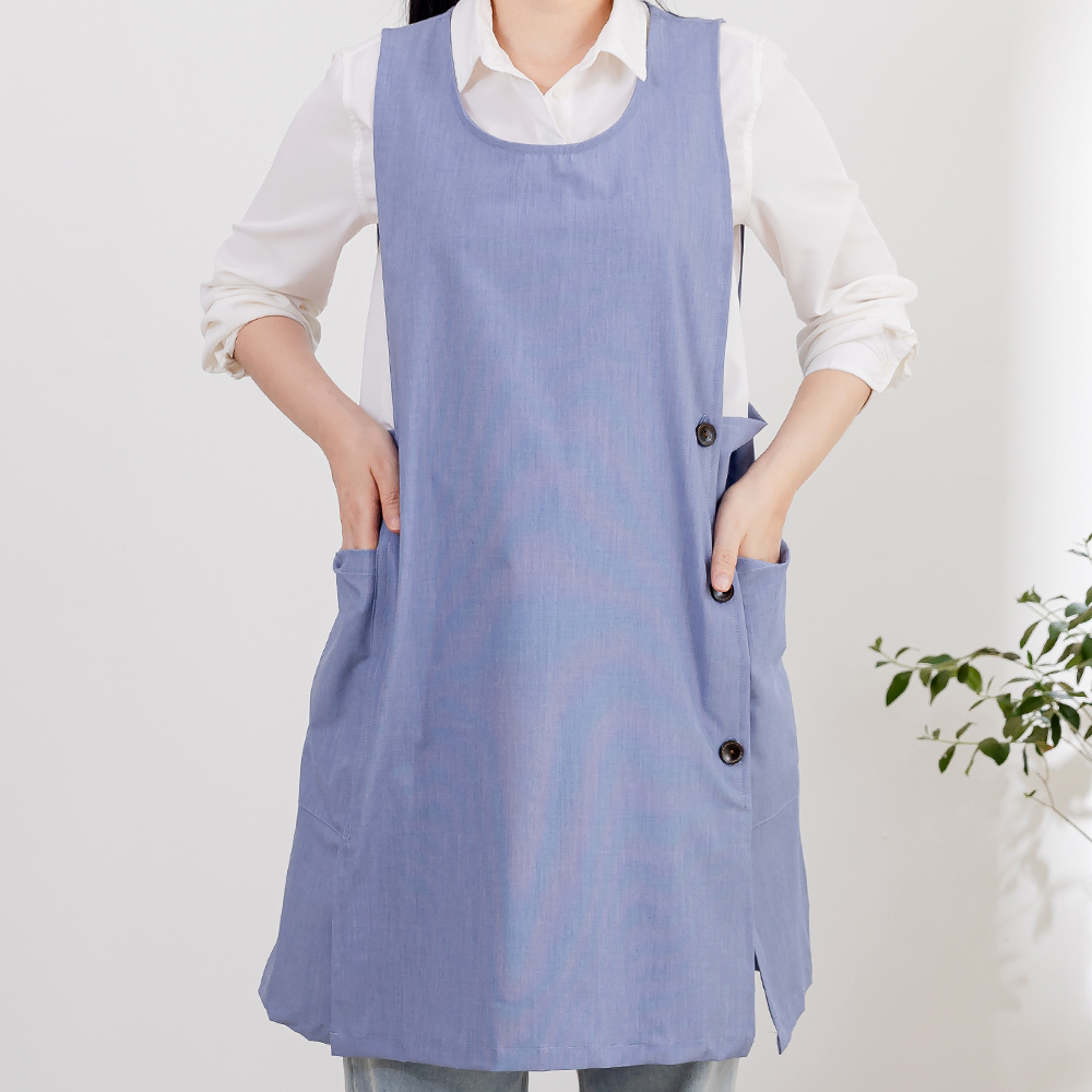 데코에버 시그니처 스판 원피스앞치마 옆주머니형 롱 어린이집교사 앞치마 빅사이즈