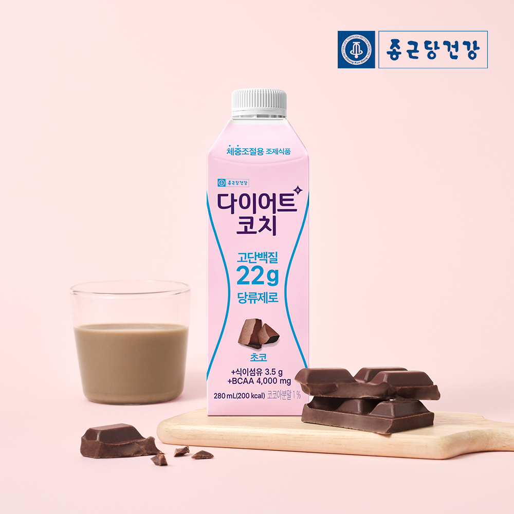 다이어트코치 종근당 초코맛 체중조절 당류제로 단백질음료 280ml 72팩 - 상품 이미지