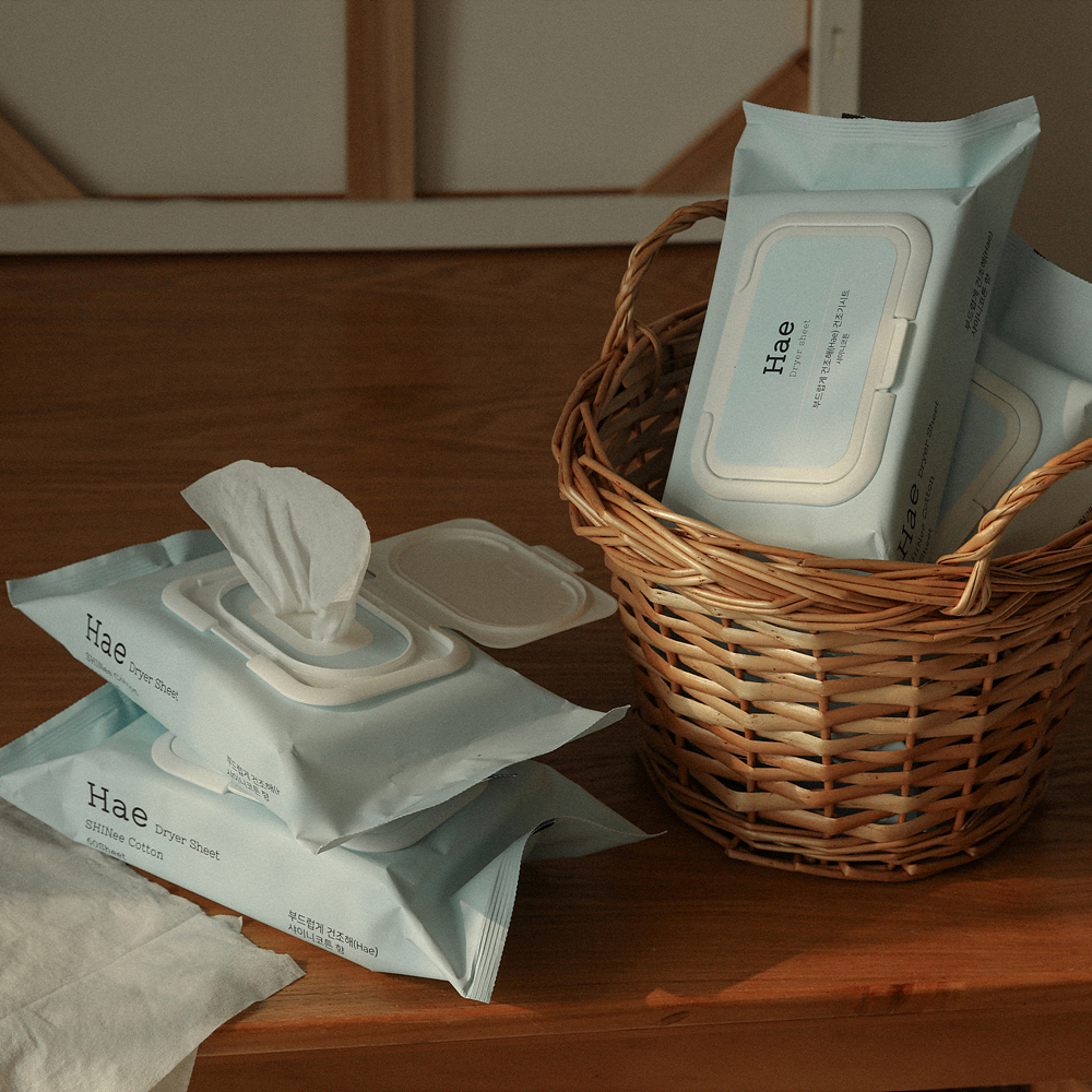 2+1 180매 하해(Hae) 샤이니코튼 뽑아쓰는 건조기시트 드라이 종이섬유유연제
