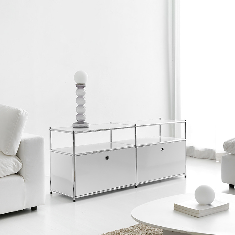심플리 2x2 수납장 2문 BC601 1520mmx400mm640mm, 2단, 퓨어화이트 4422.3701 - 상세 이미지 4