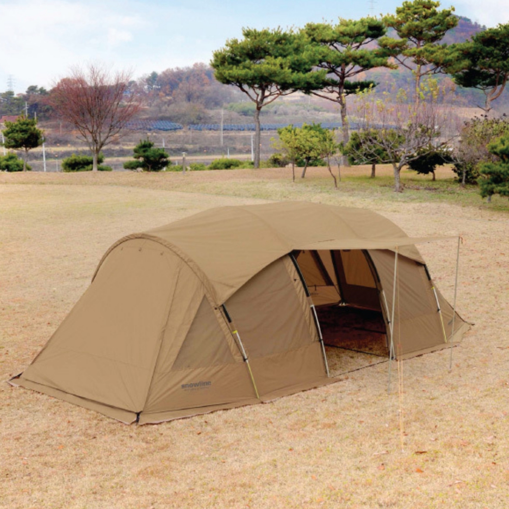 스노우라인 새턴2룸 텐트 캠핑텐트 터널형 리빙쉘 거실형 4인용 텐트 탄
