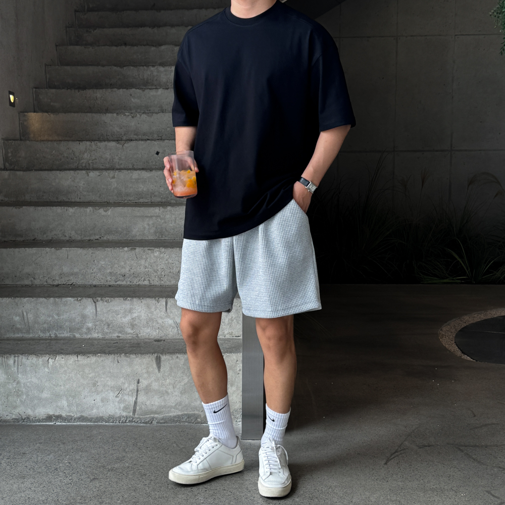 두꺼운반팔티 남자흰티 수피마티셔츠 오버핏 - 상세 이미지 4