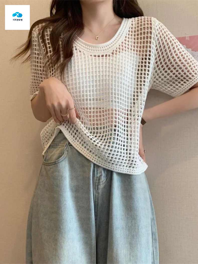그물티 에어로빅 망사티셔츠 방송댄스복 메쉬 - 상세 이미지 5