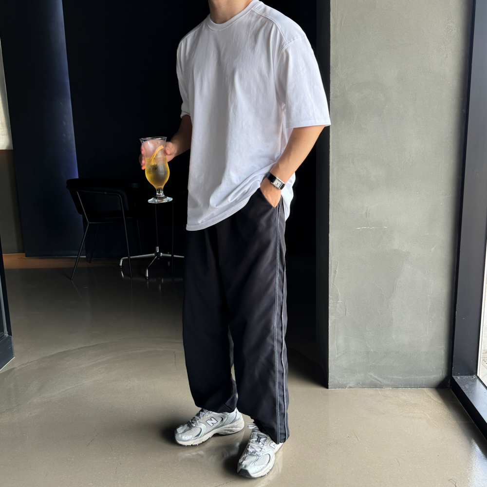 두꺼운반팔티 남자흰티 수피마티셔츠 오버핏 - 상세 이미지 5