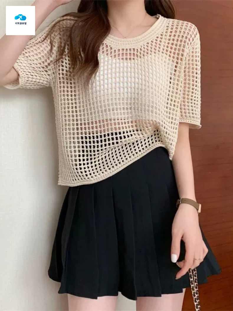 그물티 에어로빅 망사티셔츠 방송댄스복 메쉬 - 상세 이미지 3