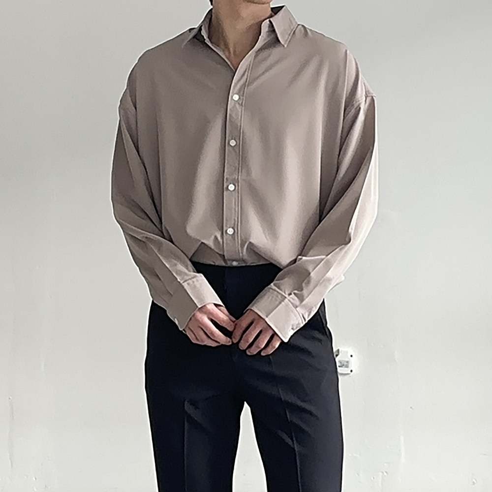 남자 셔츠 링클프리 오버핏 실크 남방 남자 와이 셔츠 - 상세 이미지 3