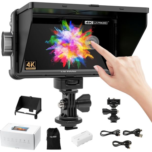 VILTROX 5.5인치 1200니트 카메라 필드 모니터 4K HDMI 휴대용 비디오 키트 RGB 퍼레이드 히스토그램 파형 어시스트 포커스 배터리... 