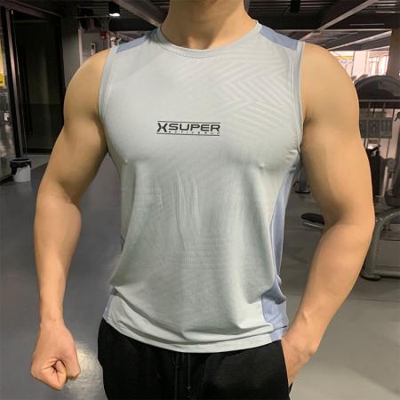 아이스 선풍기 조끼 얼음 쿨링 에어컨 작업복 등산 남성용 러닝  운동 민소매 셔츠 스 실크 보디빌딩 탑 신축성 있는 느슨한 트레이닝 여름 신상... 