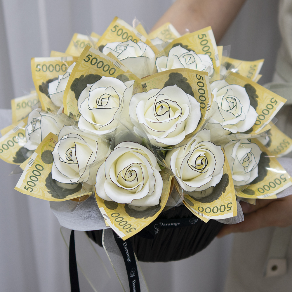 돈꽃바구니 라인장미 비누꽃 현금 용돈 부모님 생신 축하 와이프 기념일 프로포즈 선물 이미지 6