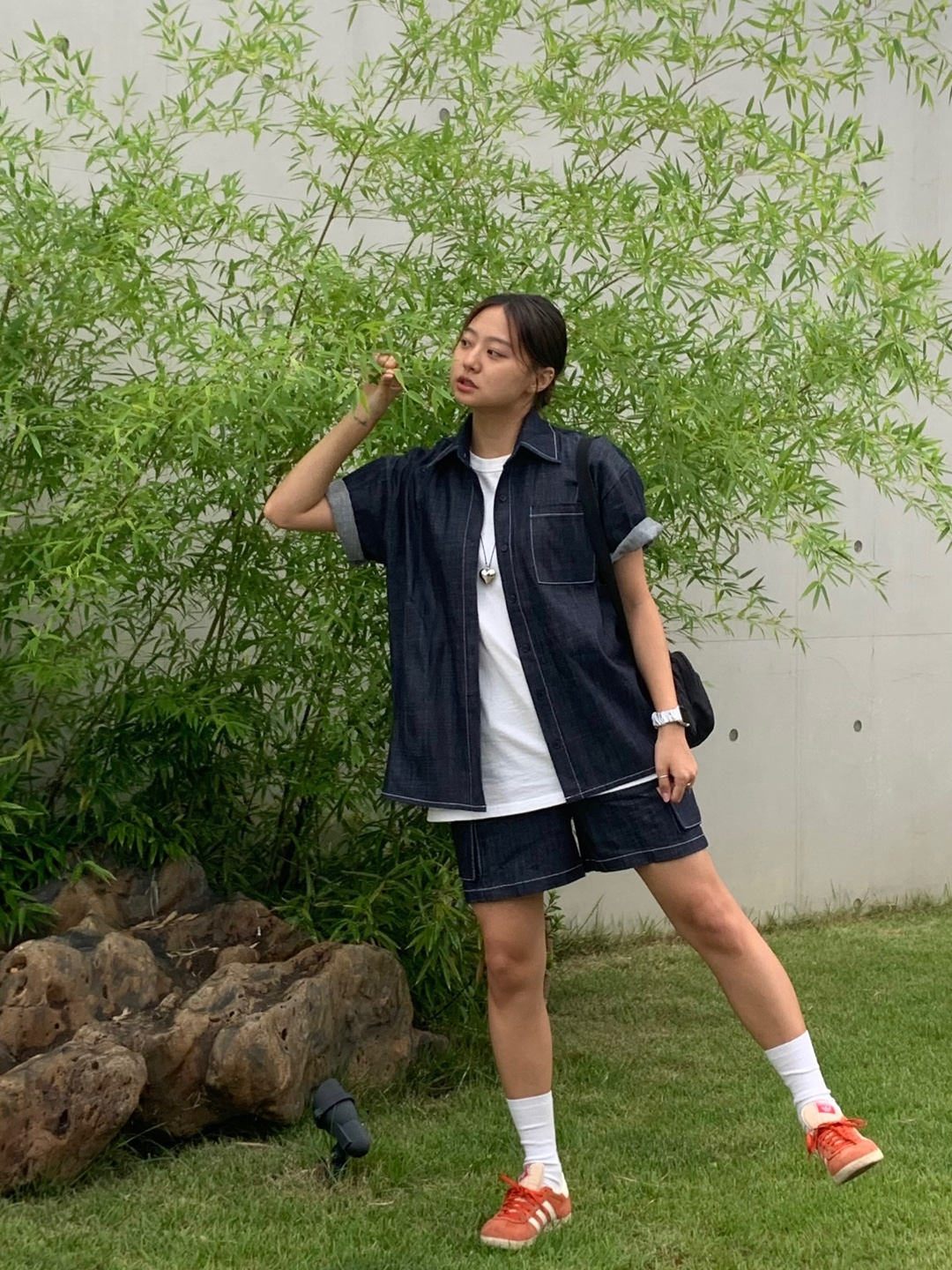 여성 데님반팔셔츠 보이핏 생지 청남방 투피스 여름블라우스 이미지 7