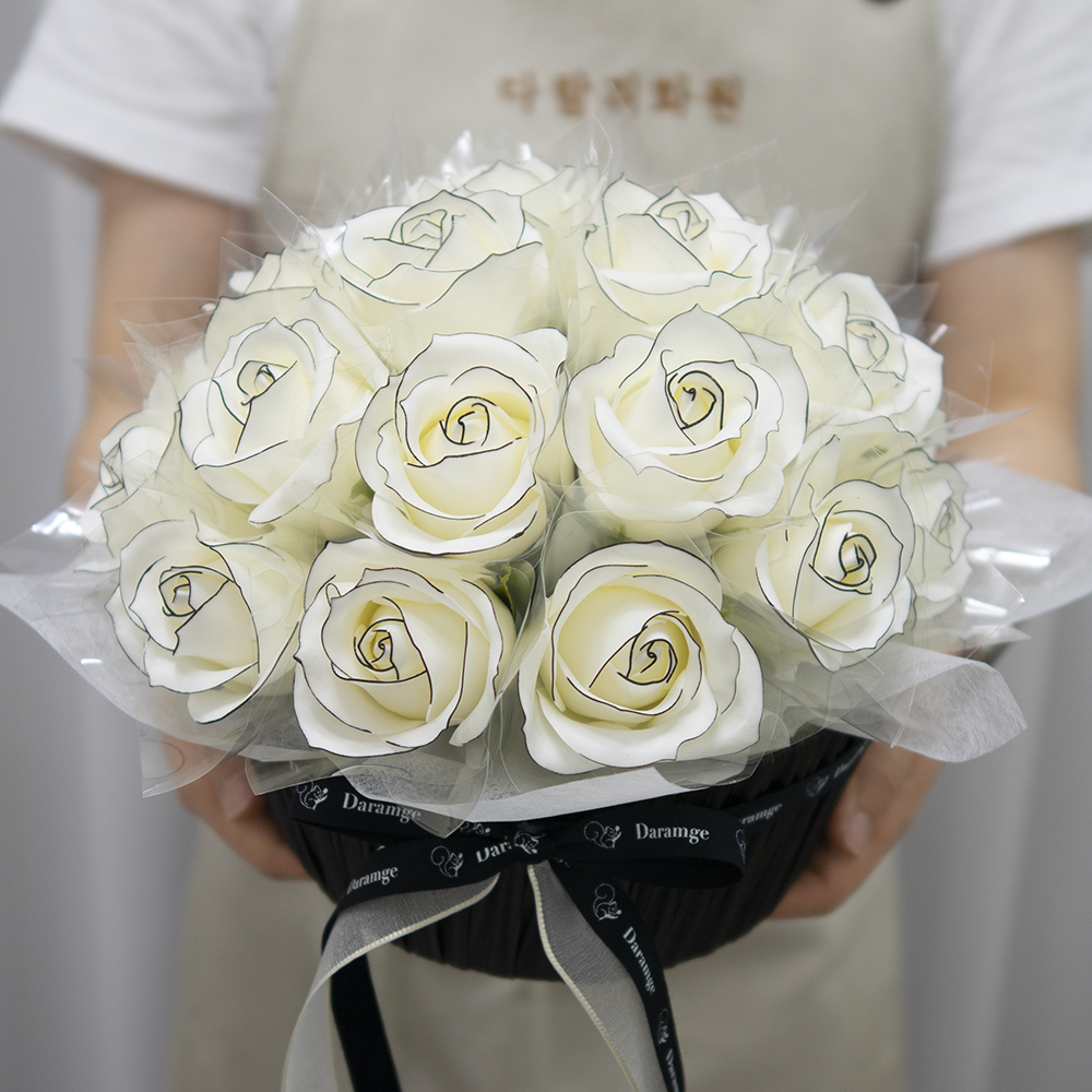 돈꽃바구니 라인장미 비누꽃 현금 용돈 부모님 생신 축하 와이프 기념일 프로포즈 선물 - 상세 이미지 3