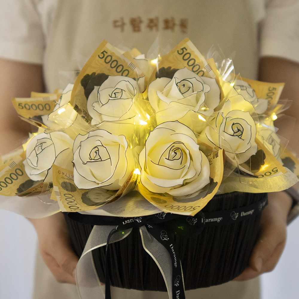돈꽃바구니 샤 넬 장미 비누꽃 현금 용돈 부모님 생신 축하 와이프 기념일 프로포즈 선물 - 상품 이미지