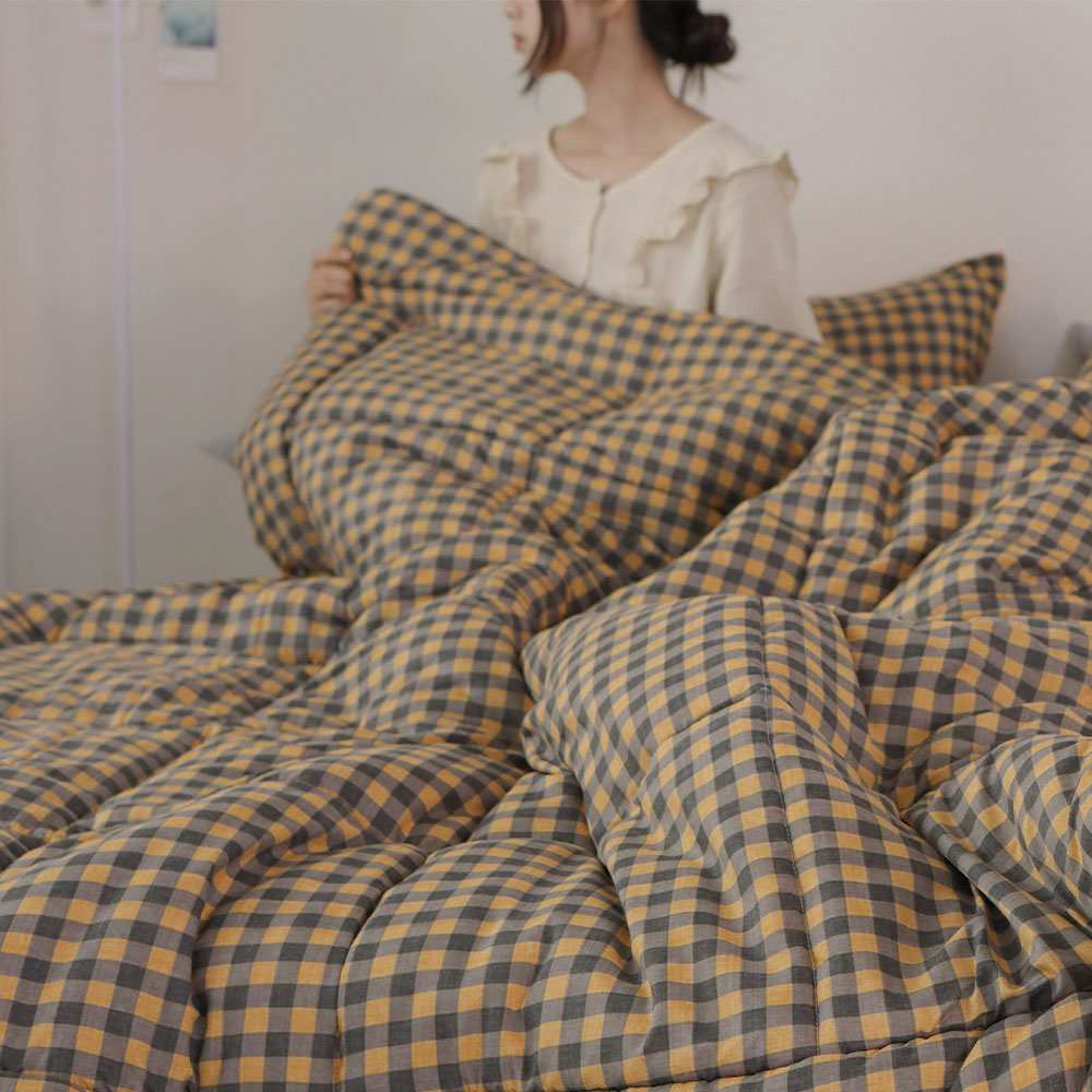 세미마이크로 옥수수솜 사계절이불 4colors 차렵이불 SS 데일리 블루머스타드