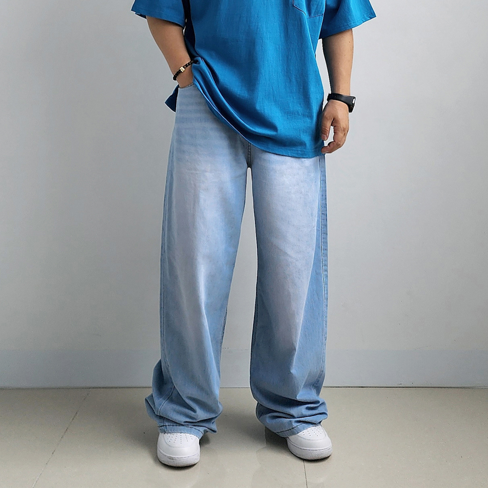 남자통청바지 남자연청바지 블랙진 힙합청바지 - 상세 이미지 2