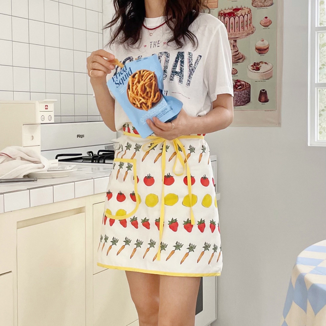 프룻캔디 린넨 하프 앞치마 / 에이프런 카페 공방 신혼 디저트 집들이 허리앞치마 - 상세 이미지 3