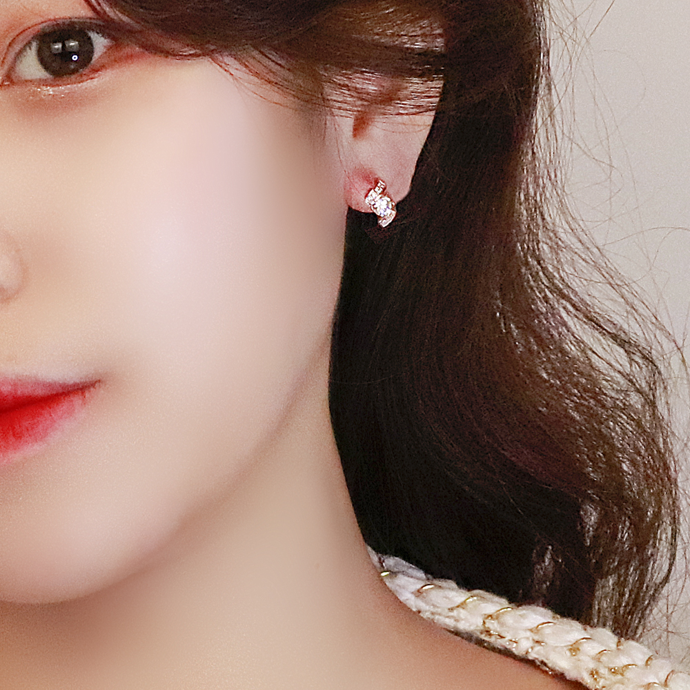 14k 리본 웨이브 큐빅 꼬임 링 18k 귀걸이 금 원터치 이미지 7