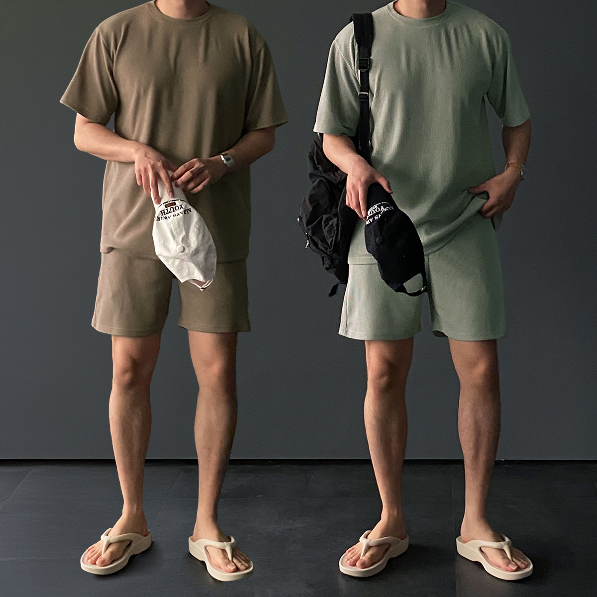 남자플리츠세트 반팔셋업 트레이닝셋업 - 상품 이미지