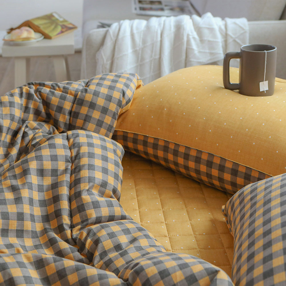 세미마이크로 옥수수솜 사계절이불 4colors 차렵이불 SS 데일리 블루머스타드