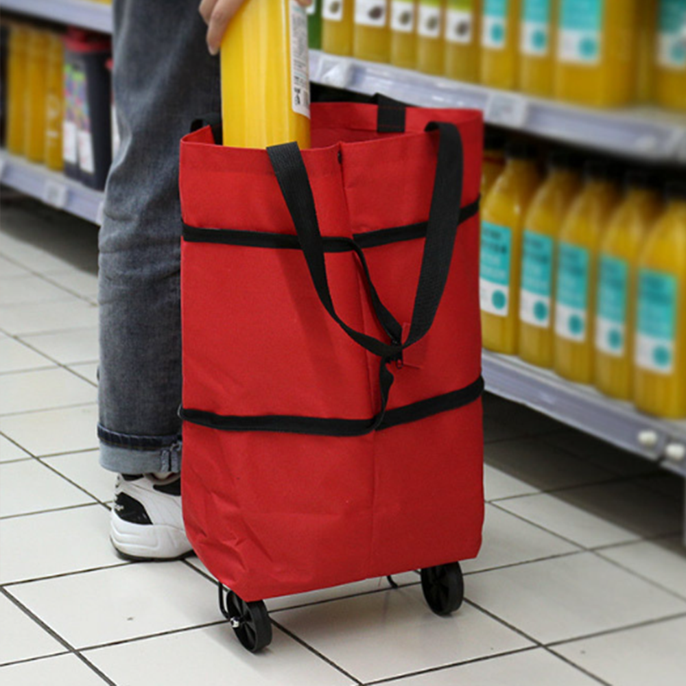 핸드 카트 쇼핑 가방 달린 바구니 손수레 바퀴 접이식 장바구니 마트 시장 캐리어 미니