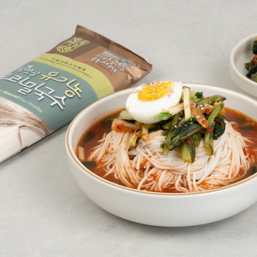 유기농 국산 [ 우리밀국수 400g 건면 소면 ] 초계 비빔 잔치 멸치 여름 국수면 요리 - 상세 이미지 3