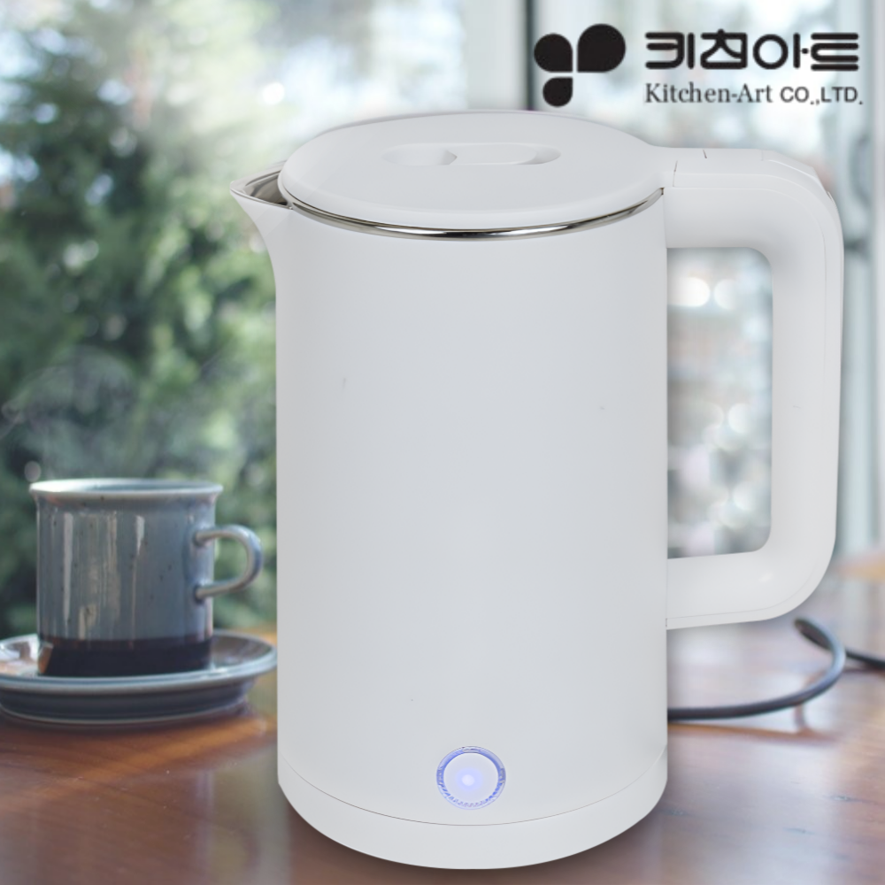 키친아트 커피포트 미니 티 포트기 이중보온 전기포터