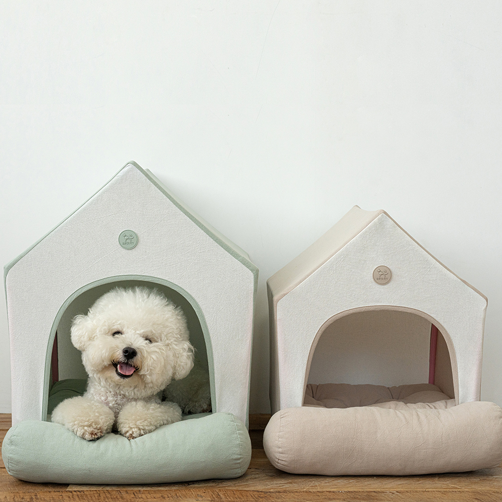 강아지집 하우스 애견 사계절 숨숨집 텐트 베이지 M
