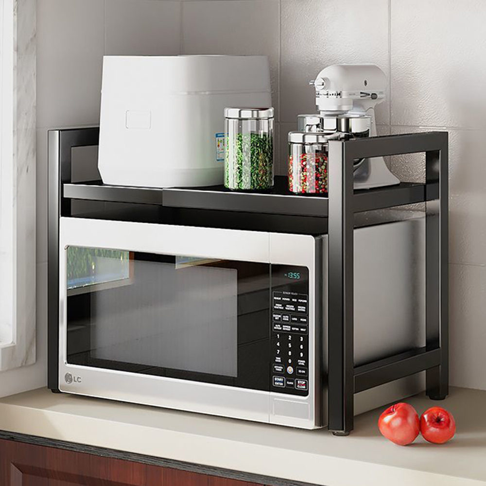 인트홈 높이 길이 조절 전자레인지 선반 주방 거치대 400x450x365, 2단, 화이트