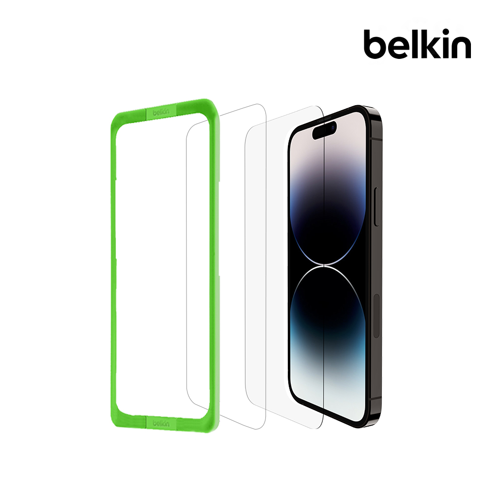 벨킨 아이폰14프로 2매 이지프레임 템퍼드 강화유리 필름 OVA109zz 셀프부착 프레임 증정 제품 이미지