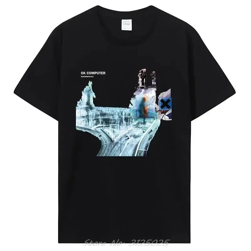 동물티셔츠 캐쥬얼 빅사이즈 Radiohead Ok 컴퓨터 티셔츠 Cd LP 비닐 포스터 무지개 톰 요크 캐주얼 인쇄 품질 : 추추컴퍼니