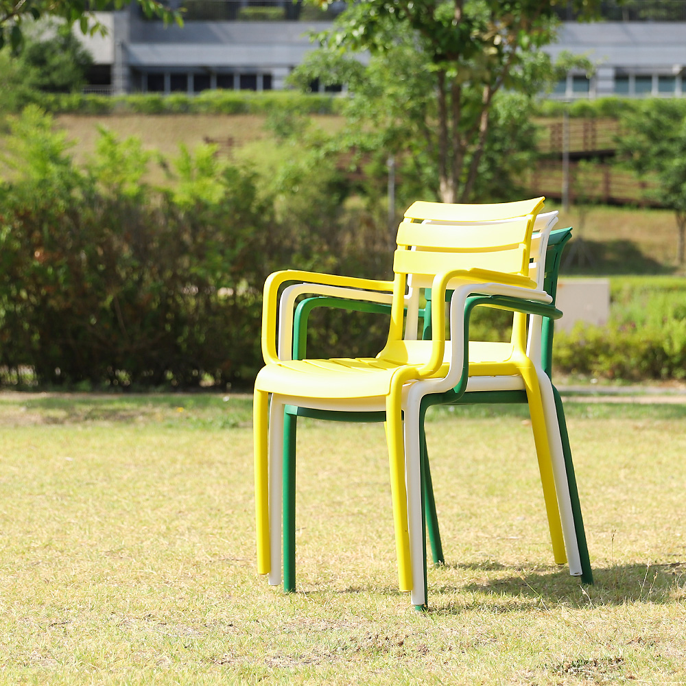 (2인세트)오로라 암체어 플라스틱 테라스 정원 카페 야외테이블 의자