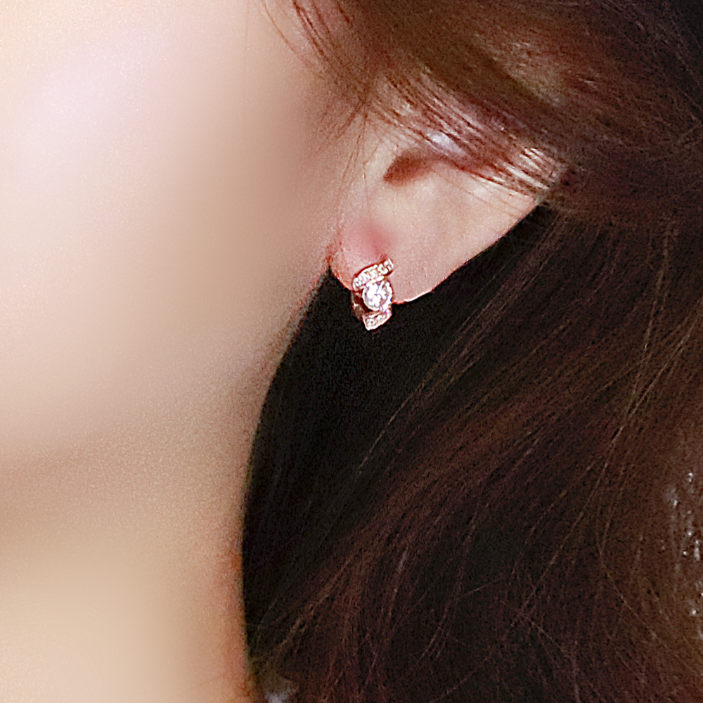 14k 리본 웨이브 큐빅 꼬임 링 18k 귀걸이 금 원터치 이미지 8