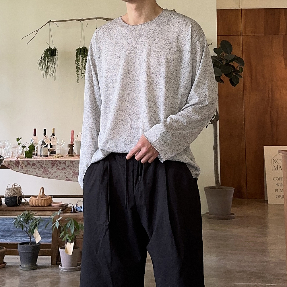 남자 여름 긴팔티 시스루 오버핏 린넨 보트넥 바캉스 티셔츠 - 상세 이미지 4
