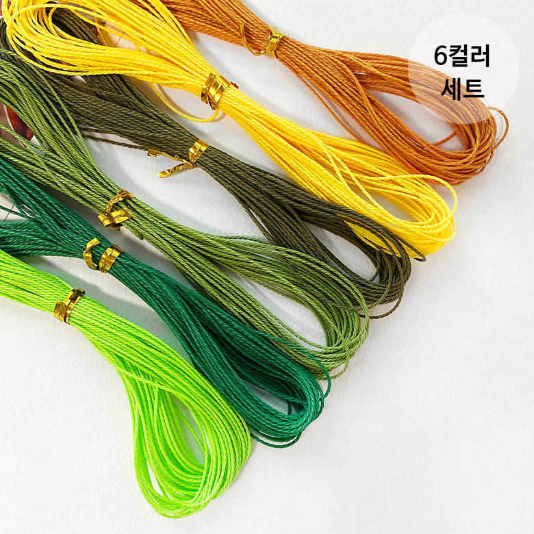 (6컬러세트) 1mm 왁스끈 비즈끈 악세사리 팔찌끈 [그린X옐로우계열] - 상품 이미지