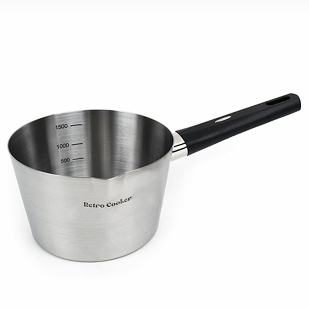 손잡이 스텐편수냄비 인덕션 1인용 라면냄비 물코 눈금 16cm