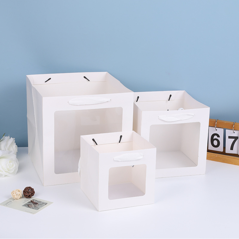 투명창 정사각쇼핑백 종이가방 무지 고급 답례품 선물용 종이쇼핑백 (20x20x20) 이미지 6