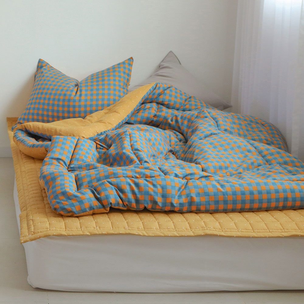 세미마이크로 옥수수솜 사계절이불 4colors 차렵이불 SS 데일리 블루머스타드