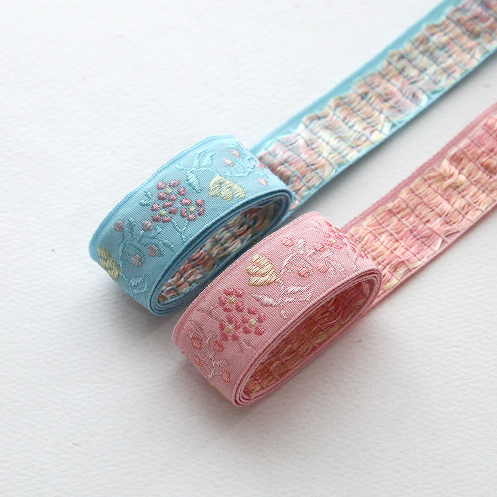 베리 꽃 자수 리본 길이90cm 리본공예 DIY 자가드리본 재료 - 상세 이미지 5