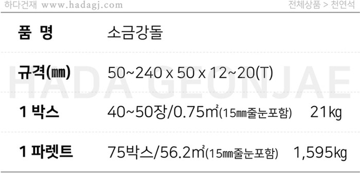 소금강돌 50~240x50x12~20T / 하다건재 천연석타일