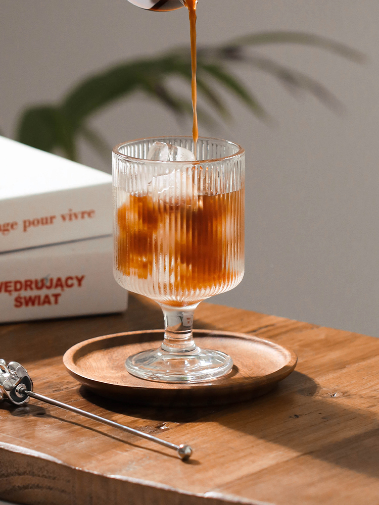 프라하 플리츠 고블렛잔 홈파티 예쁜유리잔 고급와인잔 230ml