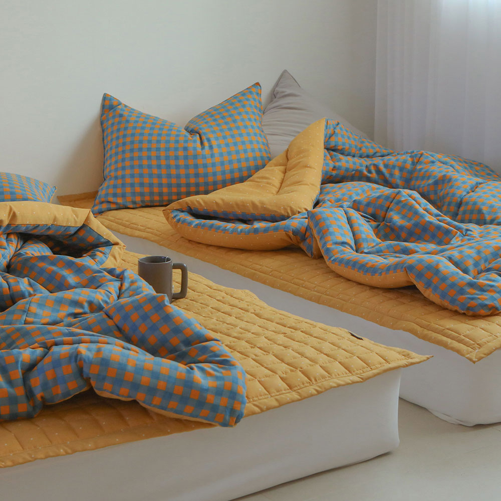 세미마이크로 옥수수솜 사계절이불 4colors 차렵이불 SS 데일리 블루머스타드