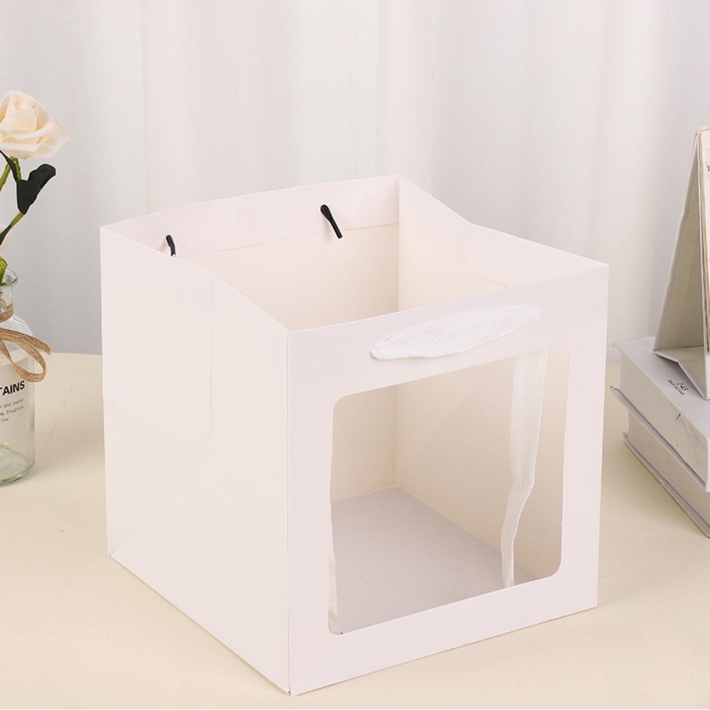 투명창 정사각쇼핑백 종이가방 무지 고급 답례품 선물용 종이쇼핑백 (20x20x20) - 상세 이미지 5