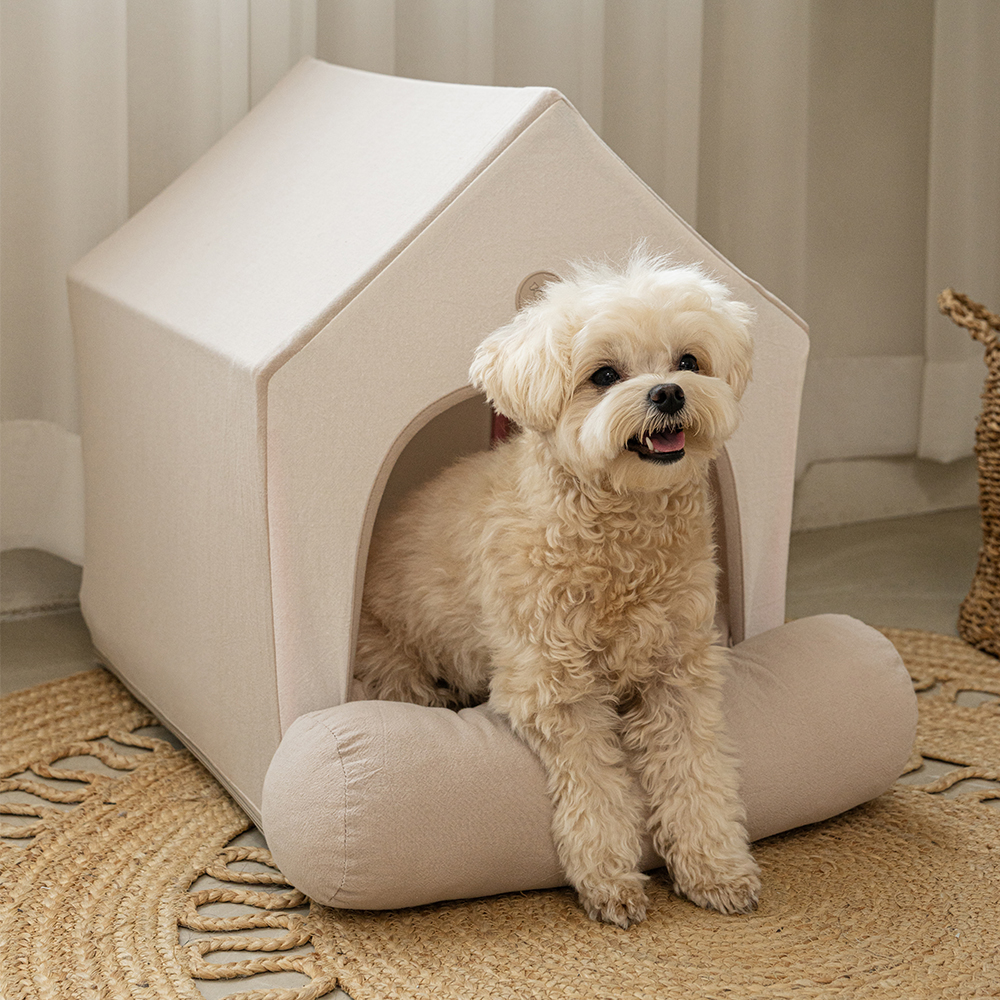 강아지집 하우스 애견 사계절 숨숨집 텐트 베이지 M