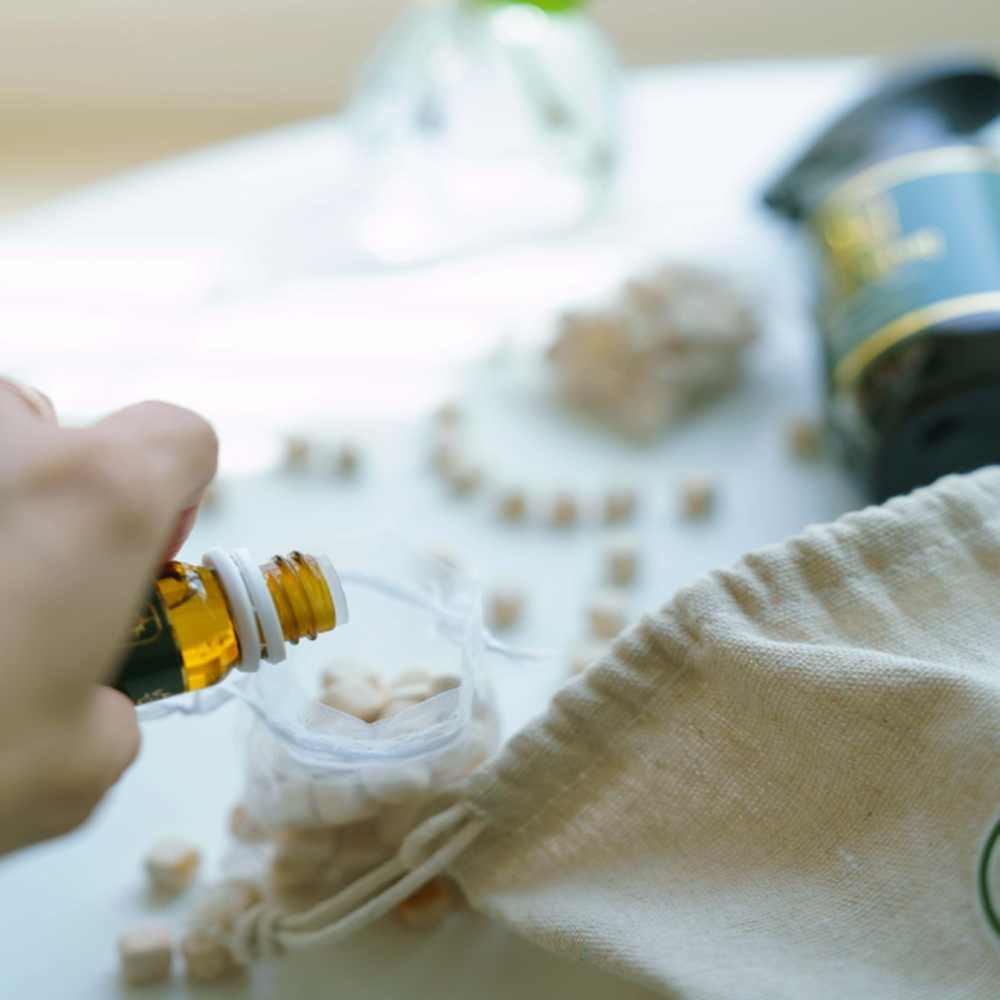 편백나무큐브 400g + 린넨파우치 + 망주머니 10개