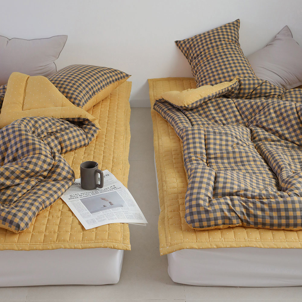 세미마이크로 옥수수솜 사계절이불 4colors 차렵이불 SS 데일리 블루머스타드