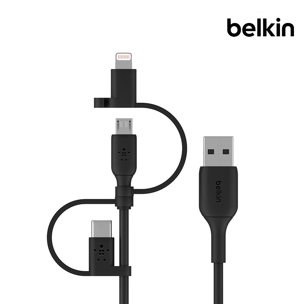 벨킨 부스트업 3in1 USB-C타입 + 라이트닝 + 마이크로 5핀 충전 케이블 1M CAC001bt1M 아이폰17 16 갤럭시 S25 Z플립 폴드 아이패드 맥북 호환