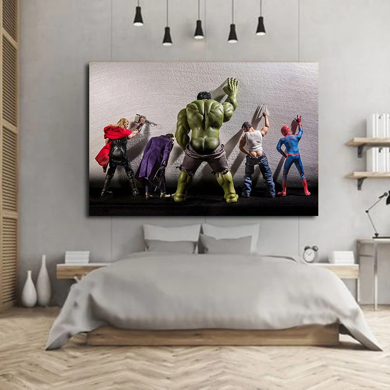 벽그림 벽화 장식 그림액자 추상화 캔버스 어벤져스 재미있는 그림 스파이더맨 헐크 영화 포스터 벽 예술 방 선물 : 추추컴퍼니